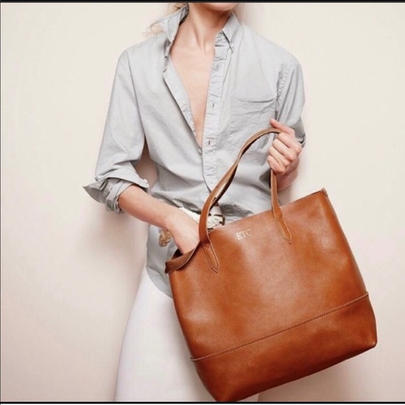 J. Crew Downing Brown Leather Tote - Picture 1 of 11
